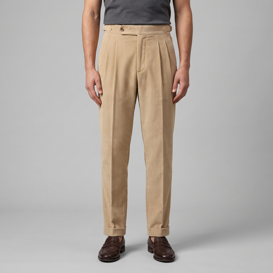Corduroy Pleated Trousers Heren Klassiek Formeel
