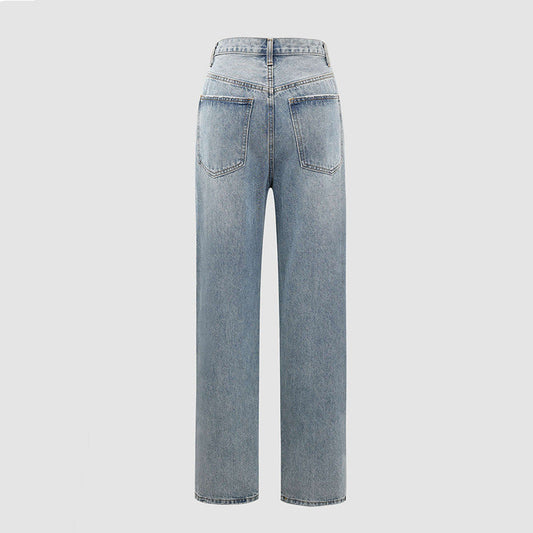 Jeans Dames Wide Leg Crossover Tailleband Casual
