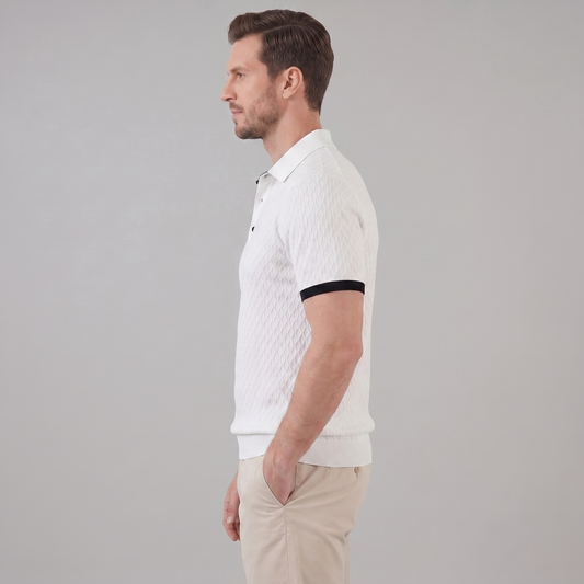 Textured Poloshirt Heren Contrast Kraag Tailored Fit