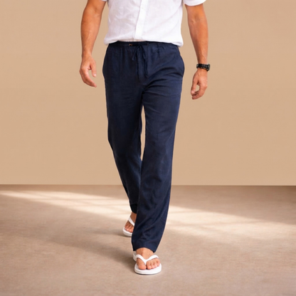 Herenbroek met Elastische Taille en Rechte Pasvorm