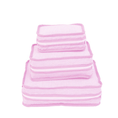 Roze Seersucker Packing Cubes – Organizer Set van 3