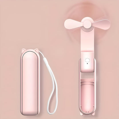 Draagbare Mini Ventilator – Oplaadbare Zakventilator met Powerbank & Zaklamp