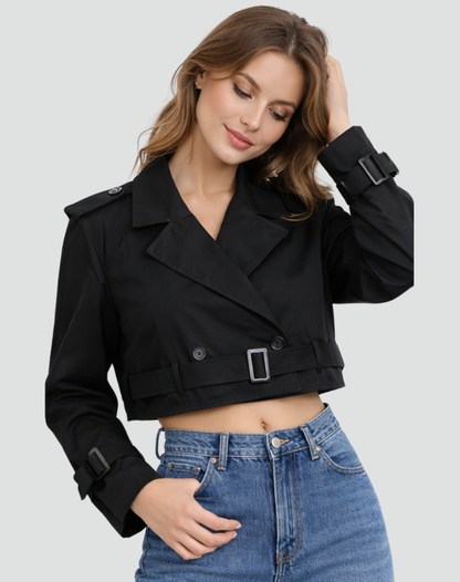 Trenchcoat Dames Regular Fit Katoen Korte Pasvorm