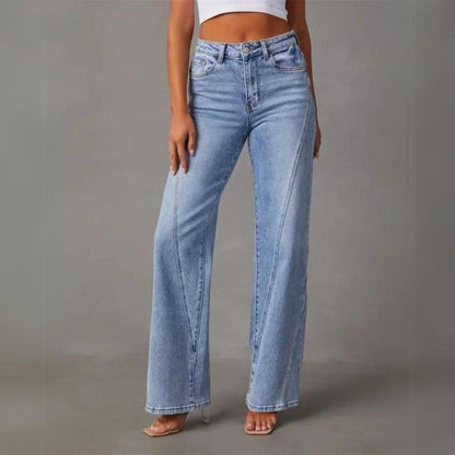 Wijde Pijpen Jeans Voor Dames Met Hoge Taille Pasvorm