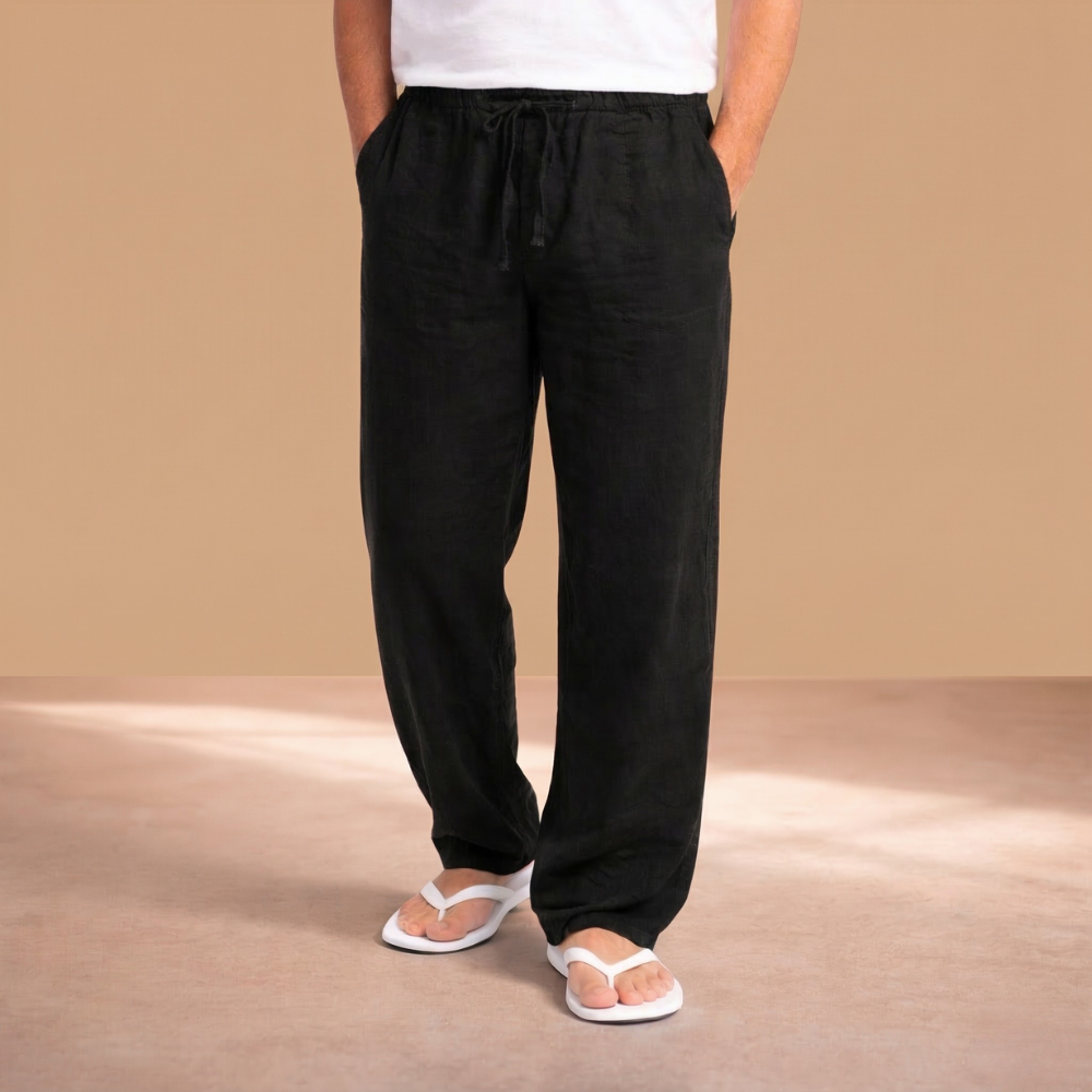 Herenbroek met Elastische Taille en Rechte Pasvorm