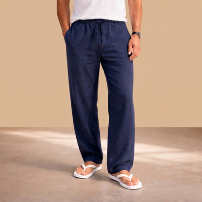 Herenbroek met Elastische Taille en Rechte Pasvorm