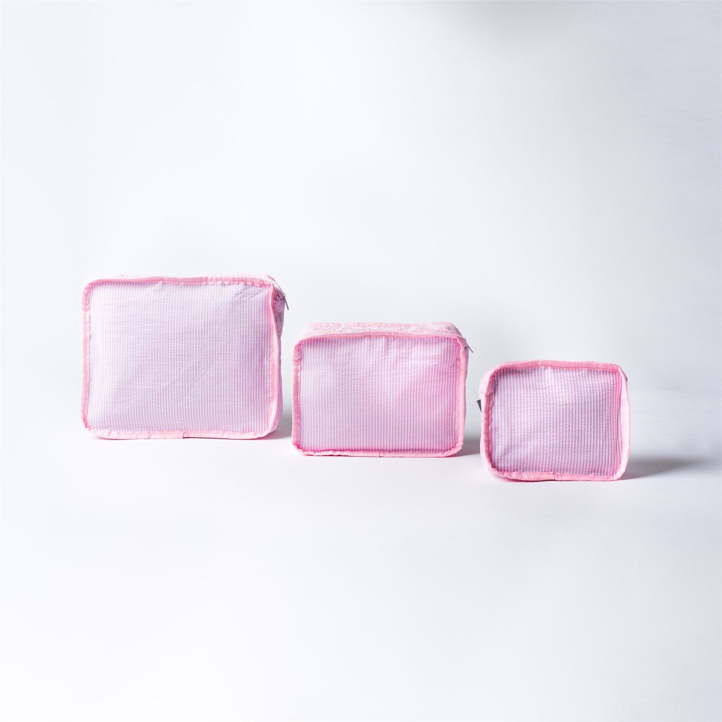 Roze Seersucker Packing Cubes – Organizer Set van 3