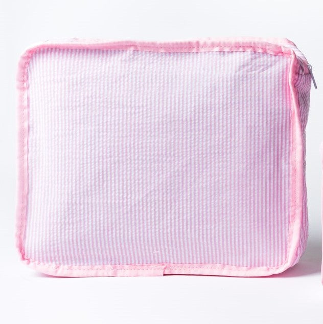 Roze Seersucker Packing Cubes – Organizer Set van 3
