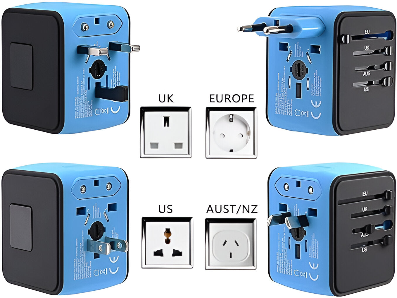 Universele Reisadapter – Wereldstekker met USB & USB-C voor 150+ Landen