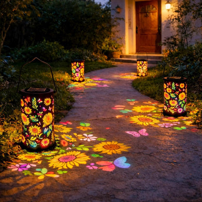 Solar lamp tuin | Zonne energie lamp met bloemen projectie