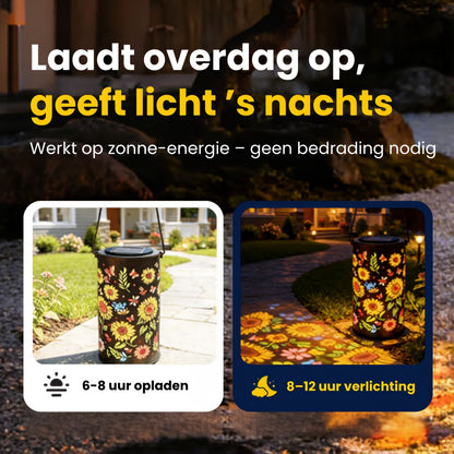 Solar lamp tuin | Zonne energie lamp met bloemen projectie