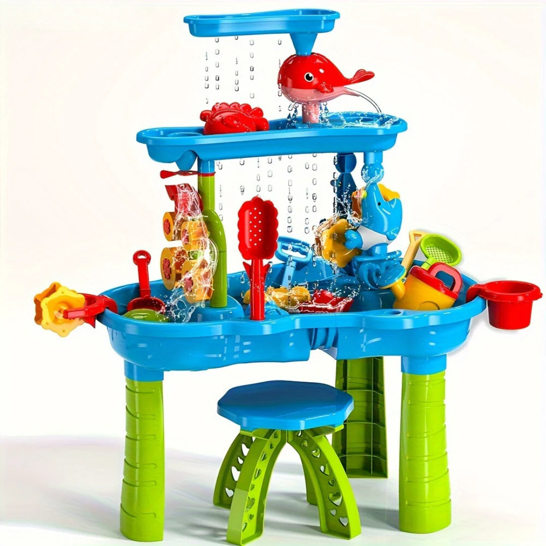 3-Laags Zand en Water Speeltafel met Accessoires voor Kinderen
