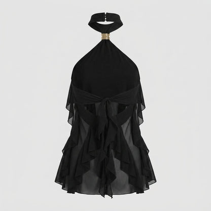 Chiffon Halter Top Dames Ruffle Formeel