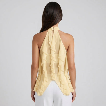 Chiffon Halter Top Dames Ruffle Formeel