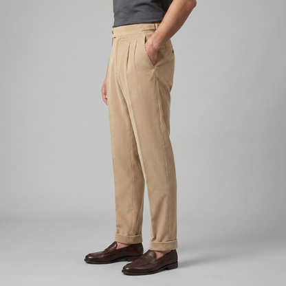 Corduroy Pleated Trousers Heren Klassiek Formeel