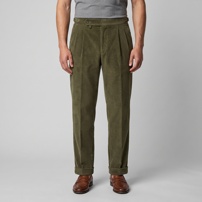Corduroy Pleated Trousers Heren Tailored Classic Winter