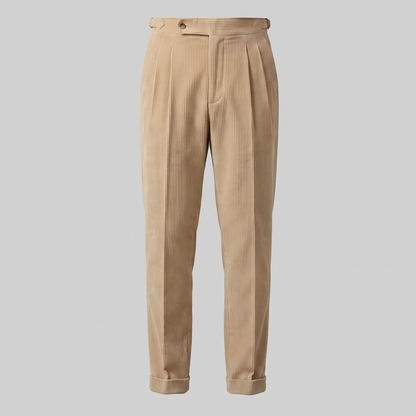 Corduroy Pleated Trousers Heren Tailored Classic Winter