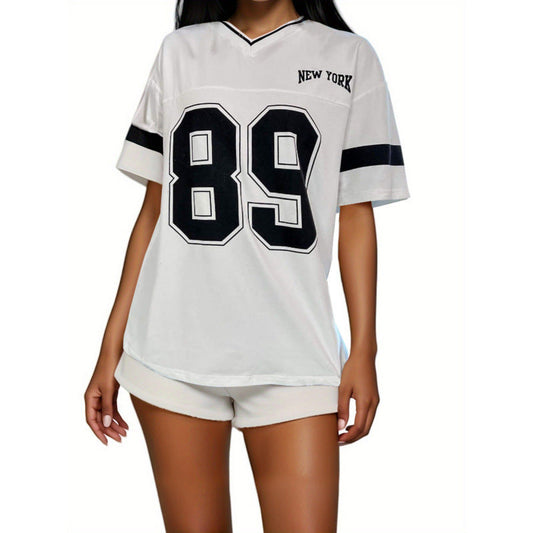 Dames T-Shirt Varsity Print