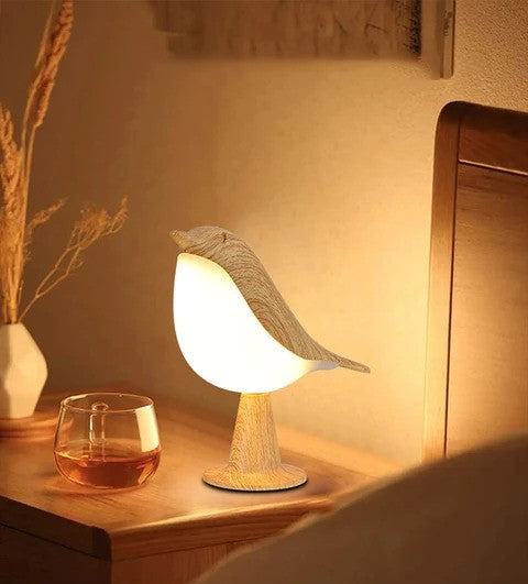 Vogelvormige houten tafellamp – sfeervolle decoratieve nachtlamp