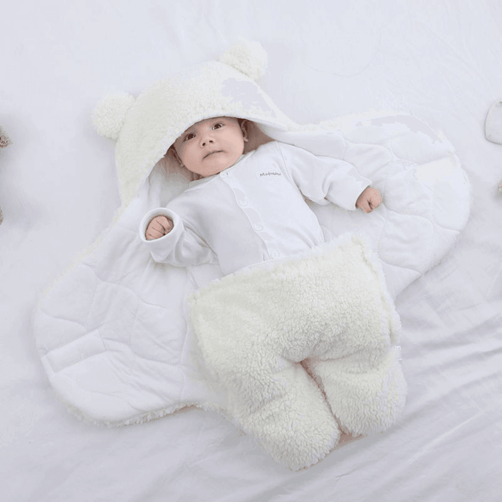 Fluffy Beren wikkeldeken | Warme en knusse baby slaapzak