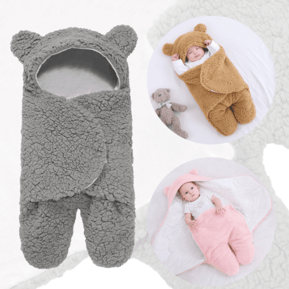 Fluffy Beren wikkeldeken | Warme en knusse baby slaapzak