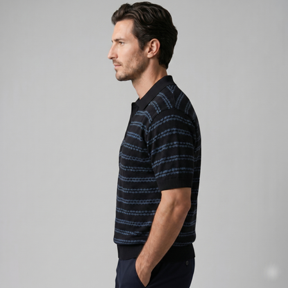 Gebreide Polo Shirt Heren Tailored Fit Lange Mouwen Casual