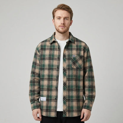 Heren Geruite Overshirt Knoopsluiting Casual Zomer