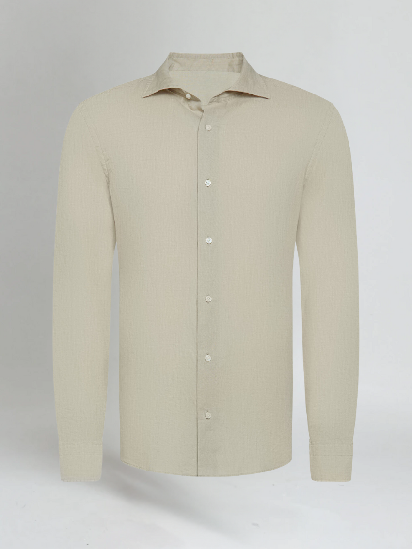 Heren Linnen Overhemd Lange Mouwen Slim Fit