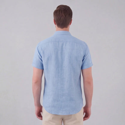 Heren Linnen Shirt Korte Mouw