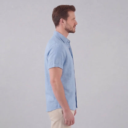 Heren Linnen Shirt Korte Mouw