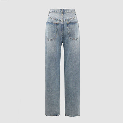 Jeans Dames Wide Leg Crossover Tailleband Casual