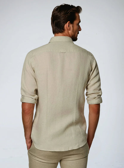 Linnen Overhemd Heren Lange Mouwen Slim Fit Casual