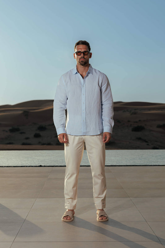 Linnen Overhemd Heren Lange Mouwen Zomer Casual