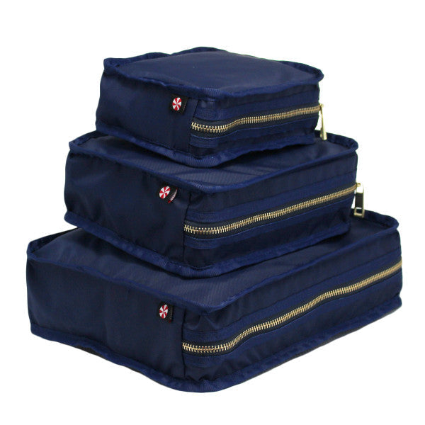 Marineblauwe Packing Cubes – Organizer Set van 3