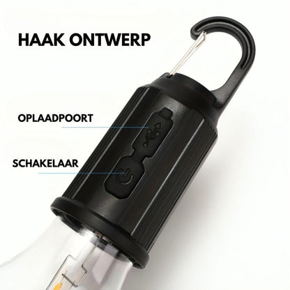 Oplaadbare retro gloeilamp | Ideaal voor op de camping!