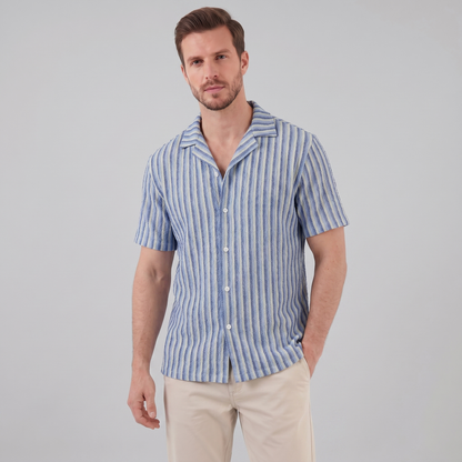Overhemd Heren Verticale Strepen Resort Casual Zomer