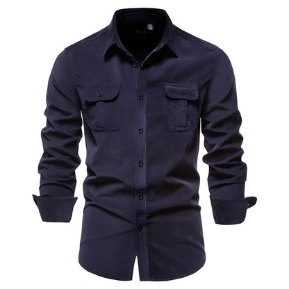 Heren Blouse met Lange Mouwen en Borstzakken