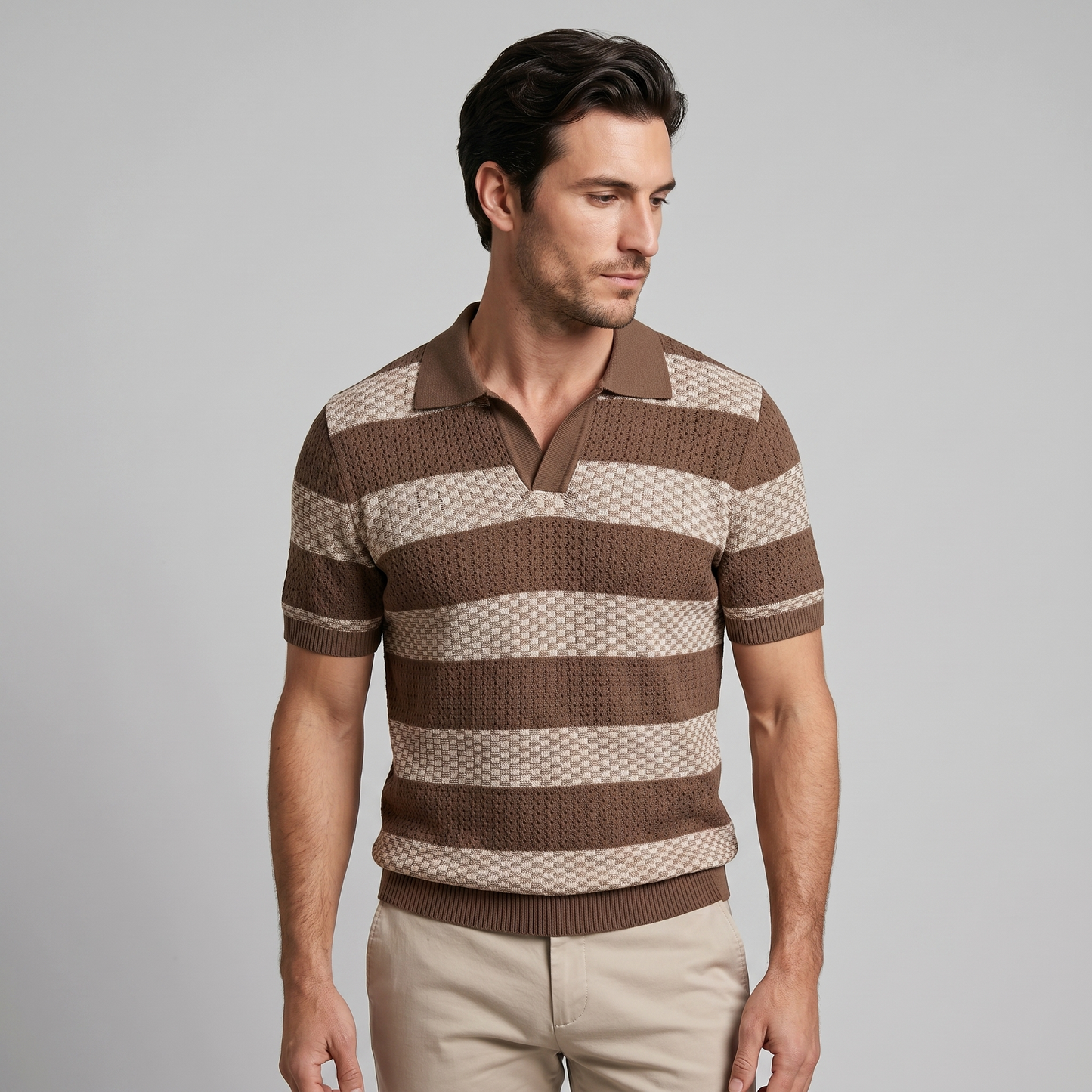 Polo Lange Mouwen Heren Smart Casual Gestreept