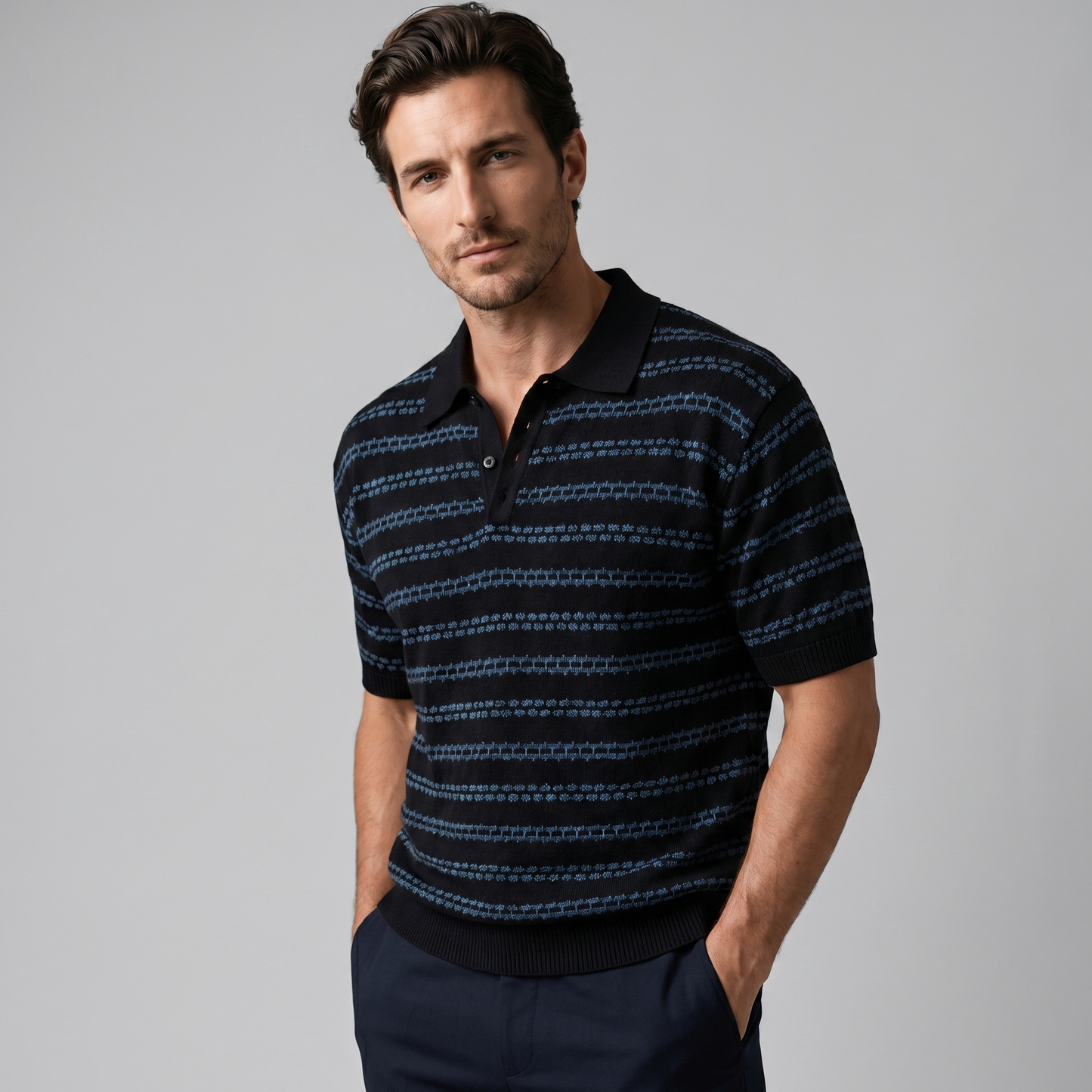 Polo Shirt Heren Gestreept Tailored Fit Casual
