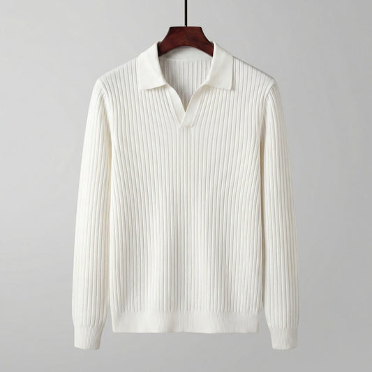 Polo Shirt Heren Lange Mouwen V-Hals Casual