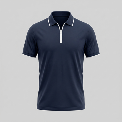 Poloshirt Heren Korte Mouwen Rits Casual