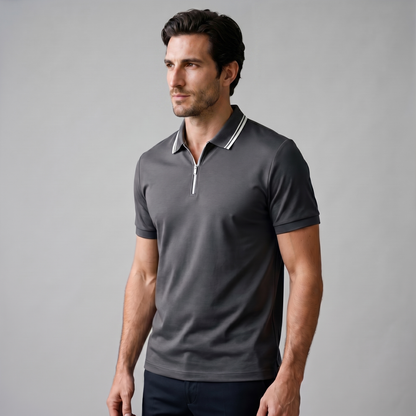 Poloshirt Heren Korte Mouwen Rits Casual