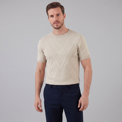 T-Shirt Heren Lange Mouwen Casual Textuur Crew Neck