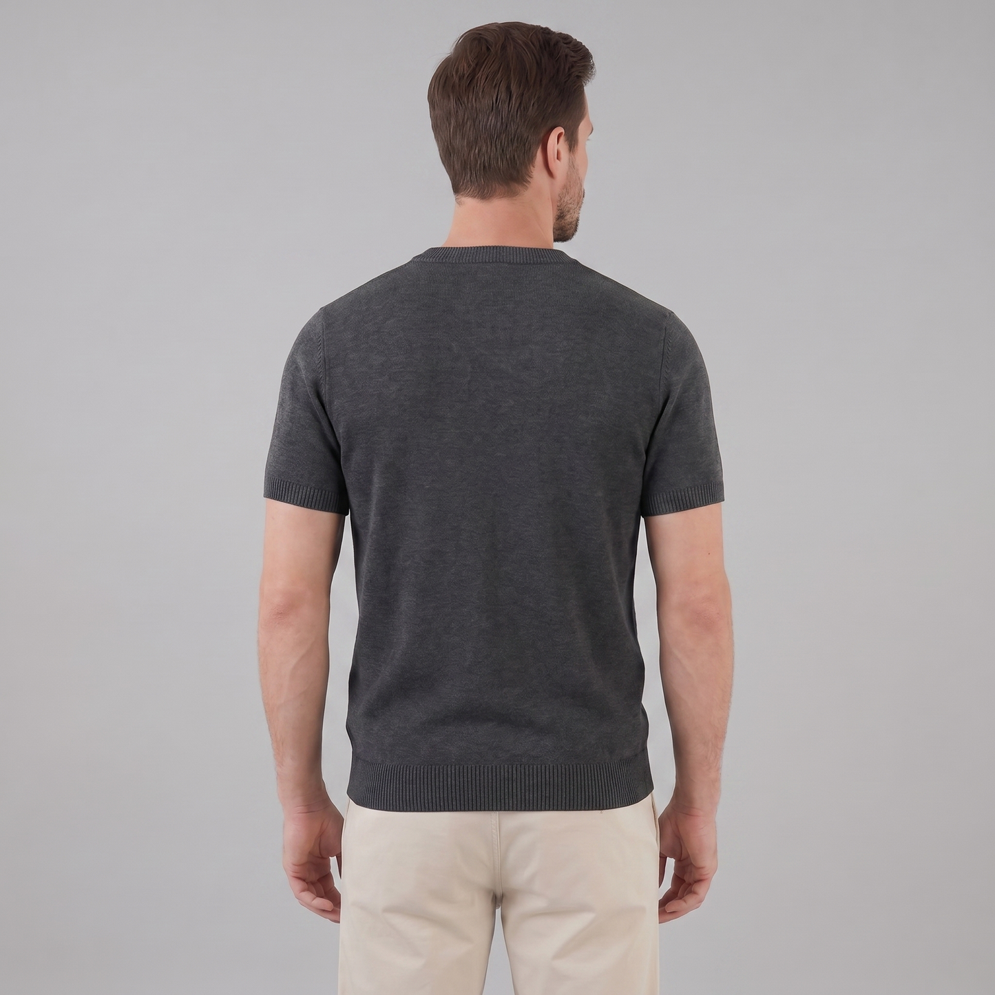 T-Shirt Heren Lange Mouwen Casual Textuur Crew Neck