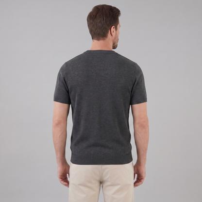 T-Shirt Heren Lange Mouwen Casual Textuur Crew Neck