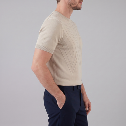 T-Shirt Heren Lange Mouwen Casual Textuur Crew Neck