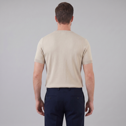 T-Shirt Heren Lange Mouwen Casual Textuur Crew Neck