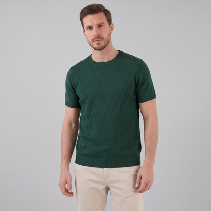 T-Shirt Heren Lange Mouwen Casual Textuur Crew Neck