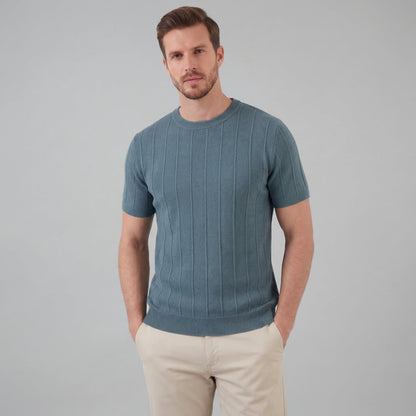 T-Shirt Heren Rib Knit Casual Chic Lange Mouwen