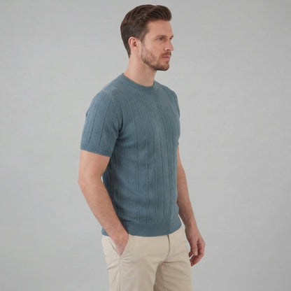 T-Shirt Heren Rib Knit Casual Chic Lange Mouwen